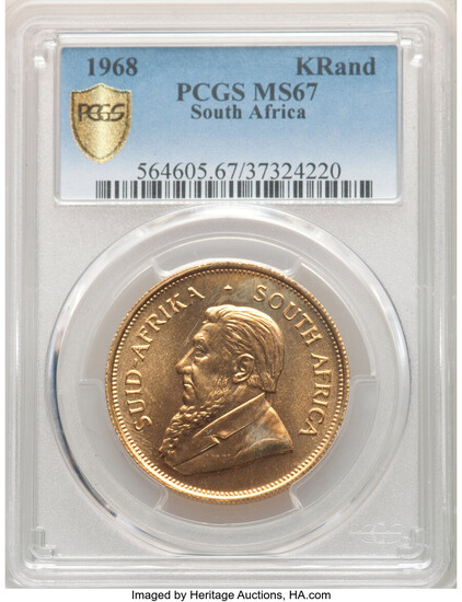 South Africa: , Republic gold Krugerrand 1968 MS67 PCGS,...