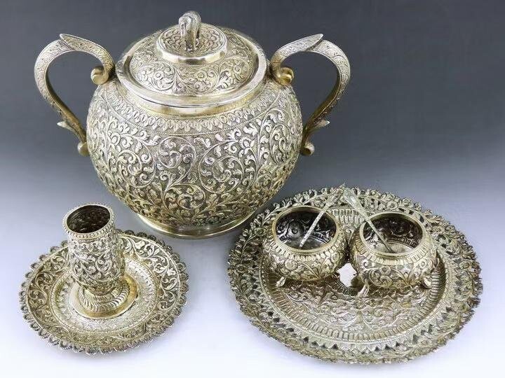 Southeast Asia sterling silver tableware set