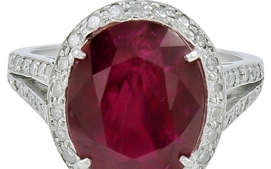 Spectra Fine Jewelry Certified 6.16 Carat Unheated Ruby Diamond Ring