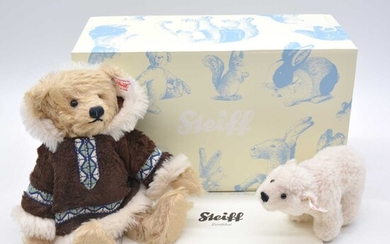 Steiff Germany teddy bears, 036019 'Eskimo mit Eisbar', boxed with certificate