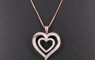 Sterling 0.26 CTW Diamond Heart Pendant Necklace