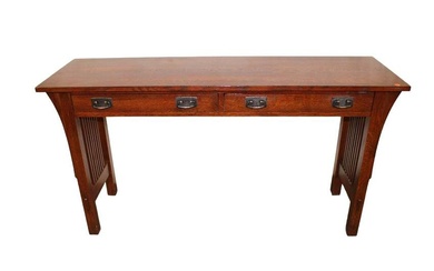 Stickley mission oak 2 drawer console table