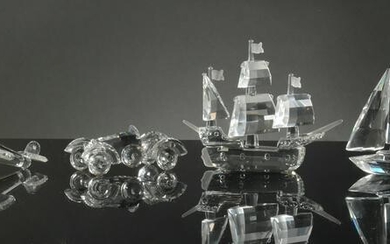 Swarovski, 6 Boxed Crystal Transportation Figures