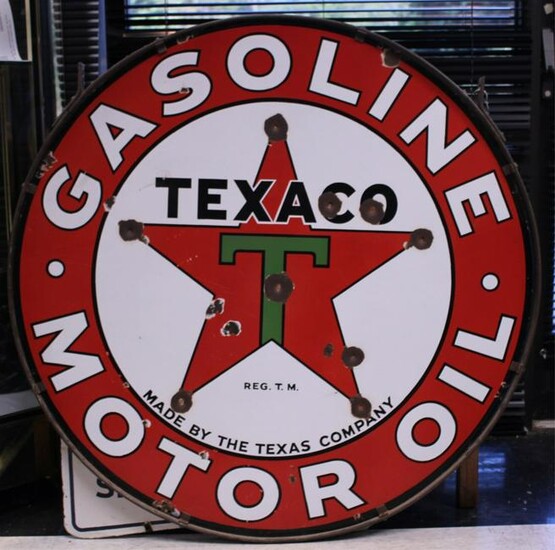 TEXACO EARLY PORCELAIN DOUBLE SIDED SIGN