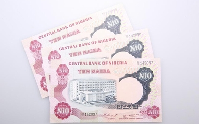THREE NIGERIAN BANK NOTES, Central Bank of Nigeria, 10