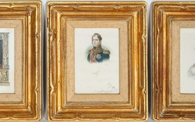 THREE SMALL FRENCH FIGURAL COLORED ENGRAVINGS