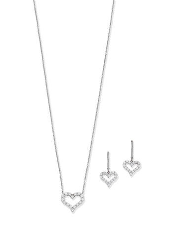 TIFFANY: DIAMOND HEART PENDANT NECKLACE AND EARRING SUITE