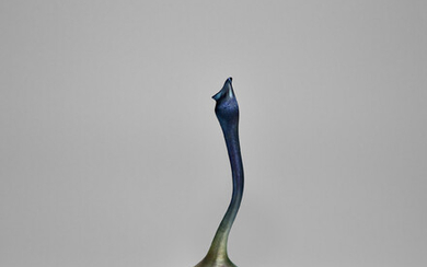 TIFFANY STUDIOS (1899-1930) Blue Favrile Gooseneck Vase1909Favrile glass, engraved '8636 D L.C.Tiffany Favrile'height 14 1/4in (36.3cm); diameter 5in (12.8cm)
