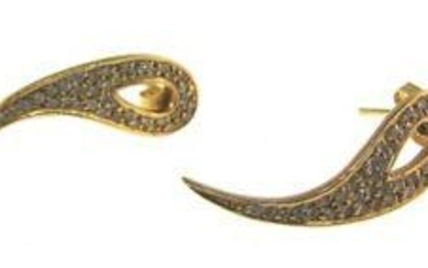 TRENDY 18k Yellow Gold & Diamond Earrings