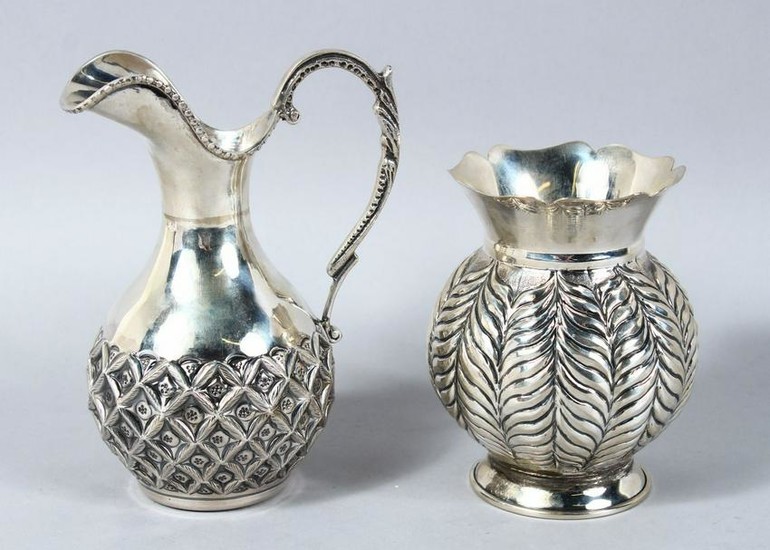 TWO 19TH CENTURY SOUTH EAST ASIAN SOLID SILVER JUG &