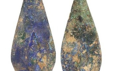 TWO BRONZE WITH AZURITE SPEAR'S POINTS, MAO China