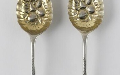 TWO GEORGIAN STERLING SILVER TABLESPOONS WITH LATER
