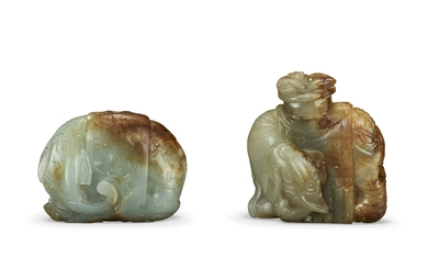 TWO JADE CARVINGS OF ELEPHANTS CHINA, MING-QING DYNASTY (1368-1911)