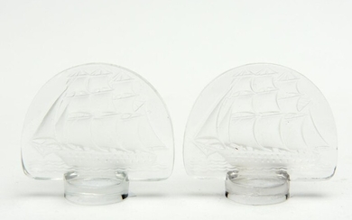 TWO LALIQUE CLEAR AND FROSTED GLASS ORNAMENTS