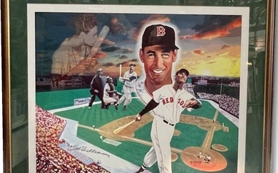 Ted Williams Carlo Beninati Signed Framed 31x 24 Print Litho Red Sox 106/179