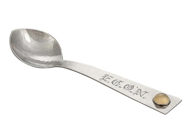 The Kalo Shop spoon mounted with an applied cabochon stone 1 5/16"w x 4 7/8"l