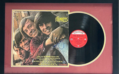 "The Monkees" Custom Framed Vinyl Record Album Display Signed By (4) with Peter Tork, Michael Nesmith, Davy Jones & Micky Dolenz (JSA)