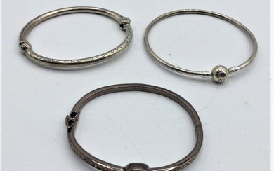 Three Assorted Bangle Bracelets: 2 Sterling 1 Givenchy