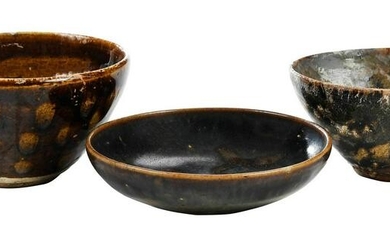 Three Chinese Jian Type Glazed Bowls