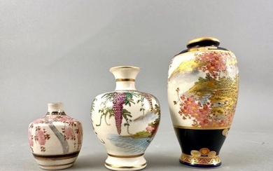 Three Japanese Satsuma Cabinet Vases