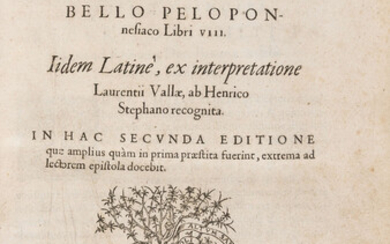 Thucydides. De Bello Peloponesiaco libri VIII, [Geneva], second Estienne edition, Henri Estienne, 1588.