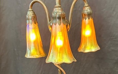 Tiffany Studios AdjustableThree Light Lily Lamp