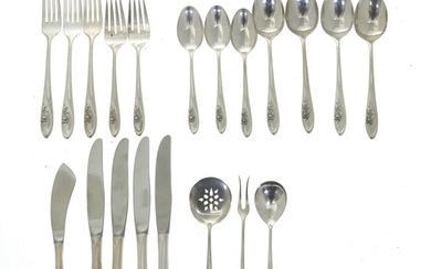 Towle American Sterling Silver Cutlery Flatware, Sculptured Rose Pattern.