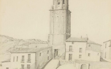 Tristram Hillier RA, British 1905-1983 - El Frasno, Spain; pencil on paper, signed lower right 'Hillier', 30.4 x 27.7 cm (ARR) Provenance: with Agnew's, London, stock no.CM 1922 (according to the label affixed to the reverse of the frame); private...