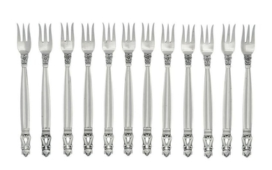 Twelve Georg Jensen Silver Seafood Forks