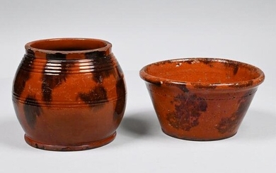 Two American Redware Manganese-Decorated Vessels