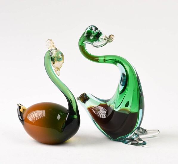 Two Murano Glass Birds.
