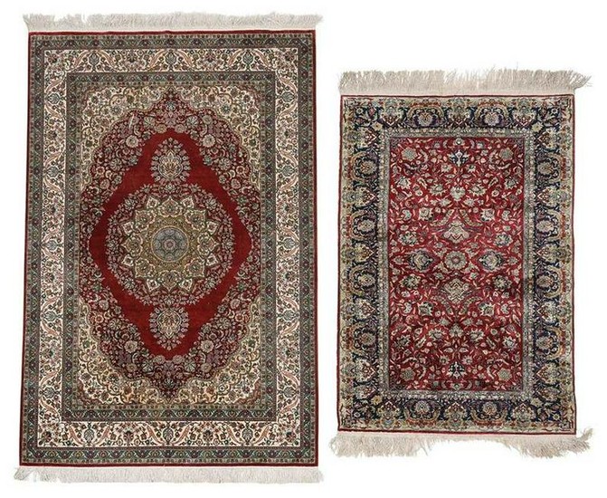 Two Silk Hand Knotted Rugs
