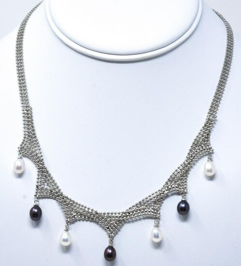 Two Tone Baroque White & Tahitian Pearl Necklace