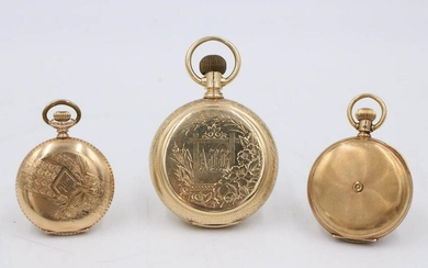 Two Vintage Elgin 14K Gold Pocket Watches