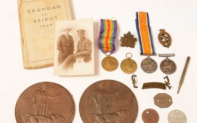 Two brothers WW1 medal groups with commemoration plaques