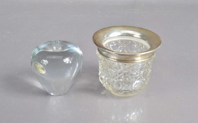 Two crystal glass desk accessories