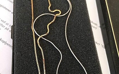 SOLD. Two necklaces comprising one with a pendant set with a brilliant-cut diamond, mounted in 14k white gold. And one 9k gold necklace with pendant. (2) – Bruun Rasmussen Auctioneers of Fine Art