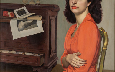 UGO CELADA (1895-1995) Ritratto di Nenele (anni 50) olio su tavola cm...