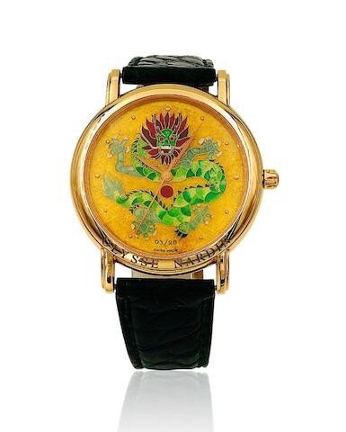 Ulysse Nardin | Ref.136-77-9, A Fine and Limited Yellow Gold Polychrome Cloisonné Enamel Wristwatch, Circa 2000