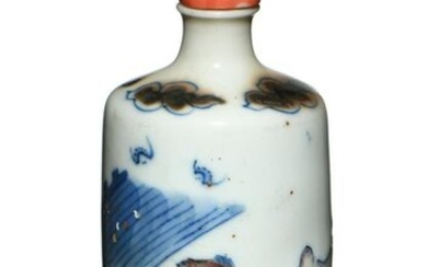 Underglazed Blue and Red Snuff Bottle, 19th Century