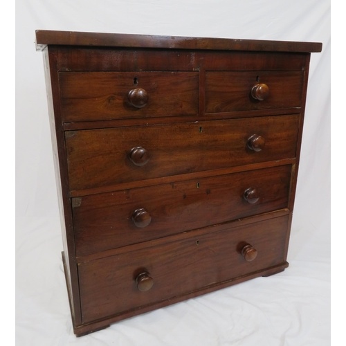 Victorian mahogany chest of two short and three long drawers...