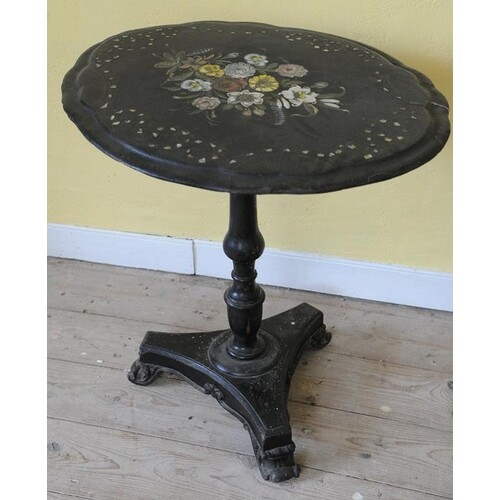 Victorian papier mache oval occasional table with wavy borde...