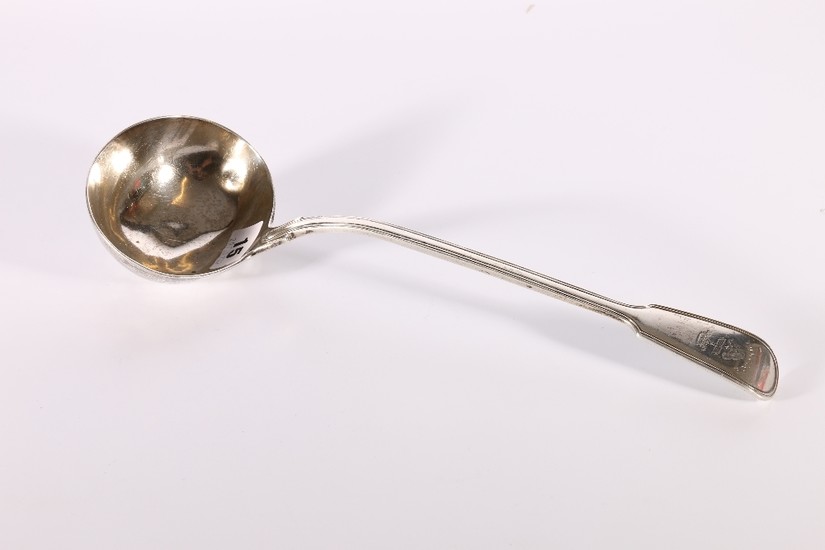 Victorian silver soup ladle of double struck fiddle pattern ...