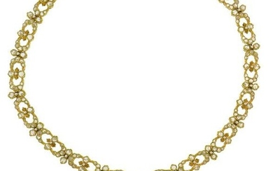 Vintage Buccellati Pearl Diamond Gold Necklace