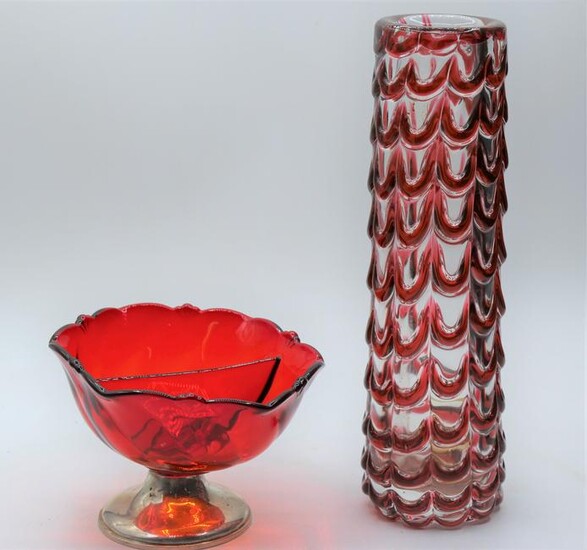 Vintage Red Glass Lot - 2 items