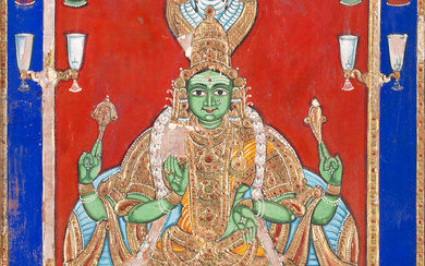 Vishnu enthroned South India, perhaps Mysore, early 20th Century