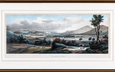 Vue Generale d'Athenes - hand coloured panoramic lithograph printed by...