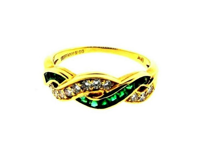 WOW Tiffany & Co. 18k Yellow Gold, Diamond & Emerald