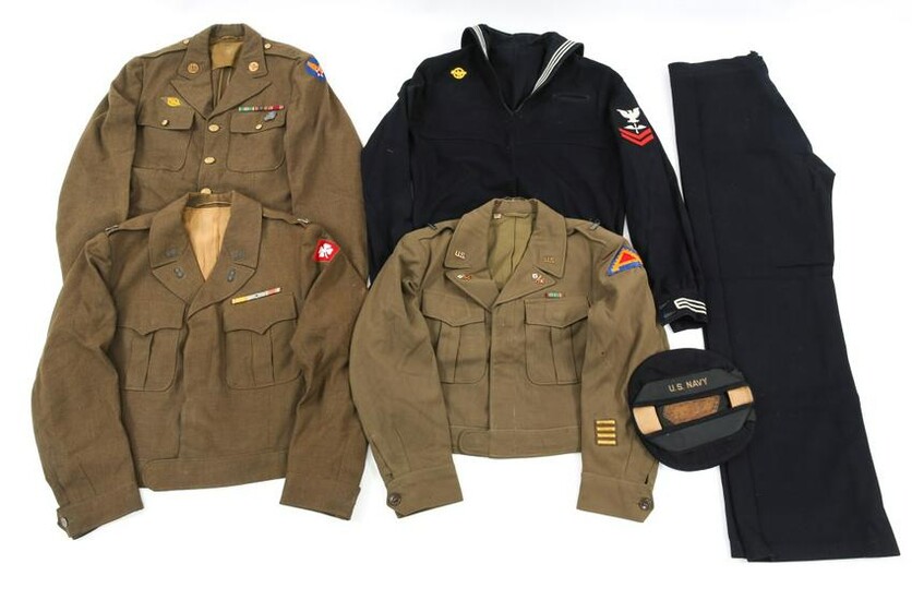 WWII US ARMY & USN DRESS UNIFORM LOT OF 4