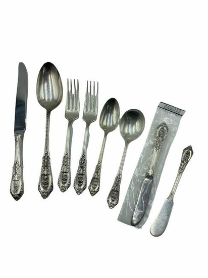 Wallace Rose Point Sterling Silver Flatware Set of 134